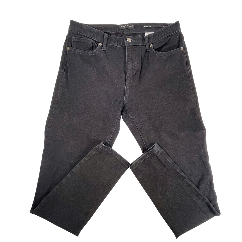 Banana Republic Jeans Womens 29L Black Mid Rise Skinny Premium Denim Stretch - Picture 3 of 8